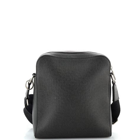 Louis Vuitton Anton Pochette Taiga Leather Black .